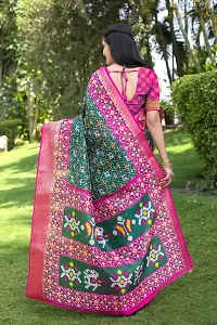 Beautiful Green Cotton Silk Printed Women Saree with Blouse piece-thumb1