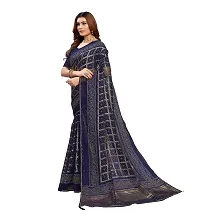 Beautiful Blue Net Printed Saree With Blouse Piece For Women-thumb1