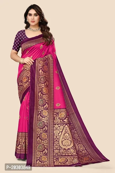 Alluring Pink Art Silk Printed Saree with Blouse piece-thumb0