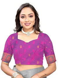 Beautiful Teal Jaqcard  Woven Design Saree With Blouse Piece For Women-thumb3