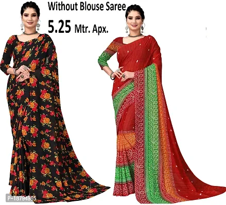 Stylish Fancy Designer Georgette Saree With Blouse Piece For Women Pack Of 2