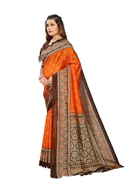 Beautiful Orange Art Silk Printed Women Saree with Blouse piece-thumb1