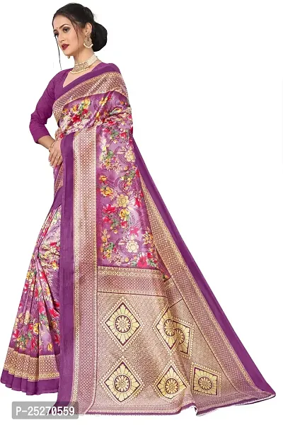 Elegant Purple Art Silk Printed Saree with Blouse piece-thumb0