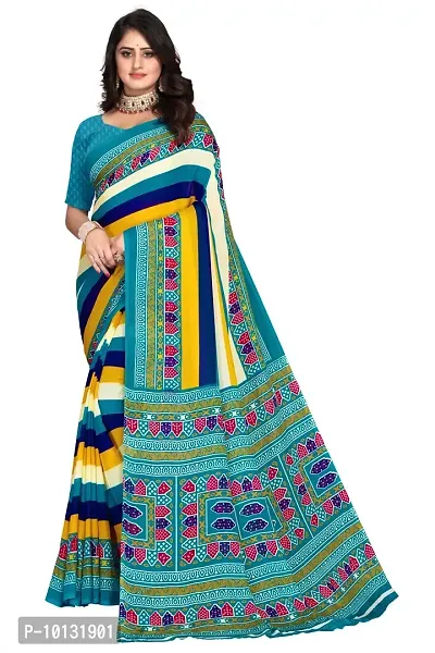 Trendy Georgette Printed Saree With Blouse Piece For Women-thumb0