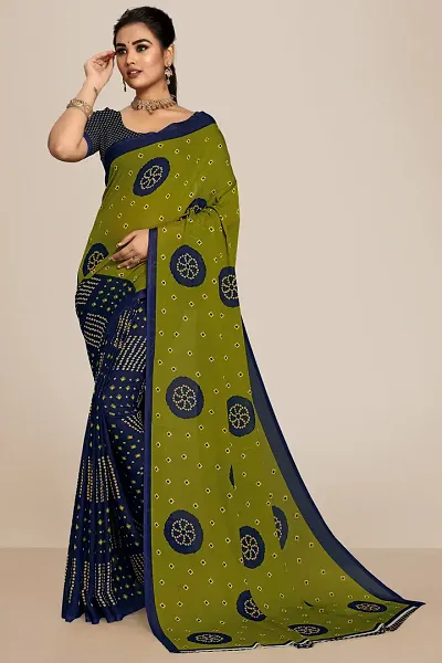 Trendy Georgette Printed Sarees With Blouse Piece For Women