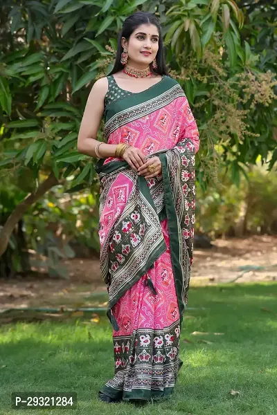 Stylish Pink Dola Silk Saree With Blouse Piece For Women-thumb0