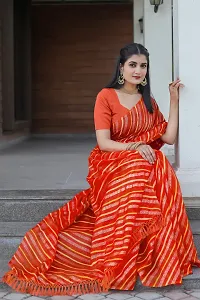 Stylish Orange Kota Doria Saree With Blouse Piece For Women-thumb2