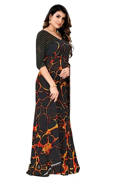 Elegant Multicoloured Georgette Printed Sarees with Blouse piece