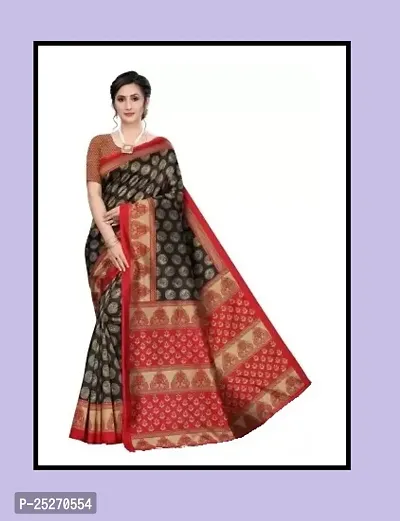 Elegant Red Art Silk Printed Saree with Blouse piece