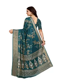 Beautiful Green Dola Silk Foil Print Women Saree with Blouse piece-thumb1