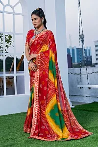 Stylish Red Georgette Printed Saree with Blouse piece-thumb2