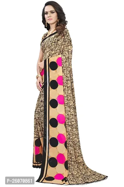 Elegant Multicoloured Georgette Printed Saree with Blouse piece-thumb0