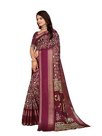 Beautiful Magenta Dola Silk Foil Print Women Saree with Blouse piece-thumb2