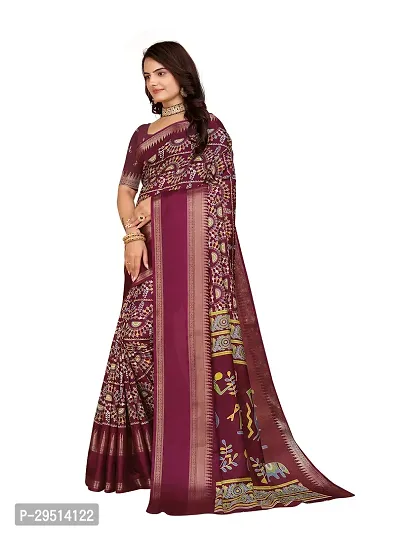 Beautiful Magenta Dola Silk Foil Print Women Saree with Blouse piece-thumb3