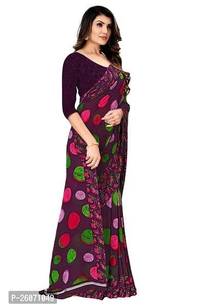 Elegant Purple Georgette Printed Saree with Blouse piece