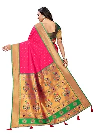 Beautiful Pink Jaqcard  Woven Design Saree With Blouse Piece For Women-thumb1