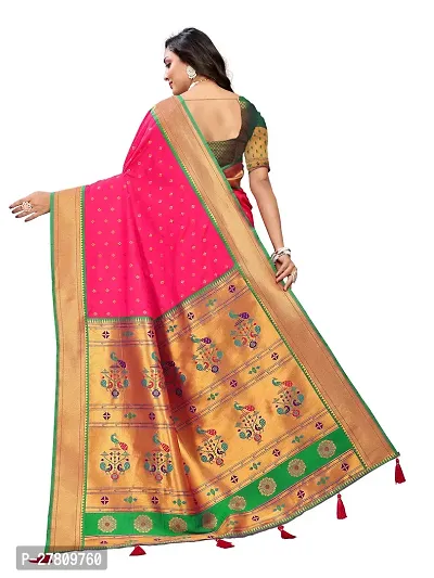Beautiful Pink Jaqcard  Woven Design Saree With Blouse Piece For Women-thumb2