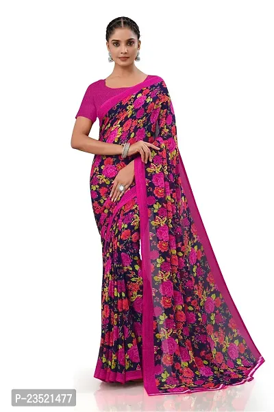 Fancy Georgette Floral Printed Saree-thumb0