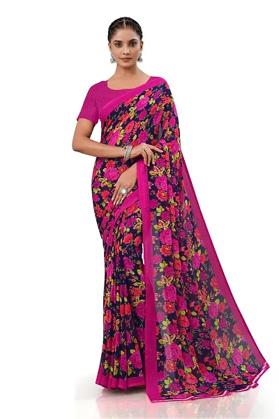 Glamorous Georgette Saree with Blouse piece
