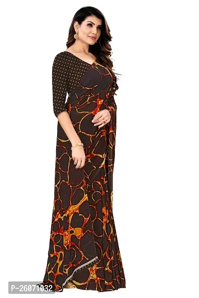 Elegant Multicoloured Georgette Printed Saree with Blouse piece