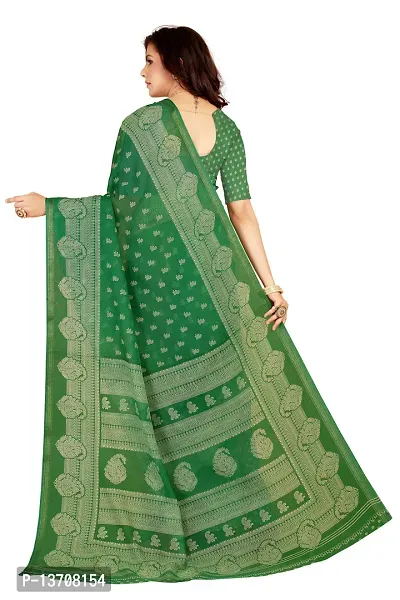 Women Fancy Chanderi Printed Saree with Blouse piece-thumb2