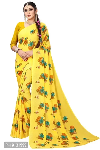 Trendy Georgette Printed Saree With Blouse Piece For Women-thumb0