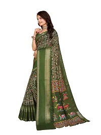 Beautiful Green Dola Silk Foil Print Women Saree with Blouse piece-thumb2