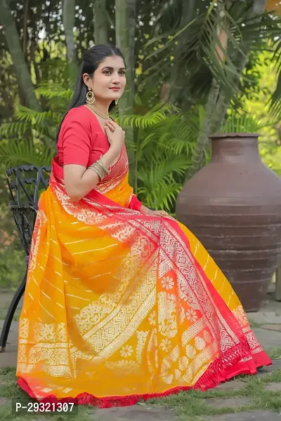 Stylish Yellow Kota Doria Saree With Blouse Piece For Women-thumb4