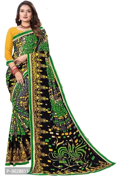 Fancy Georgette Saree with Blouse Piece for Women-thumb0