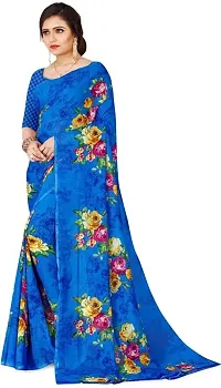Women Fancy Floral Printed Georgette Saree-thumb3
