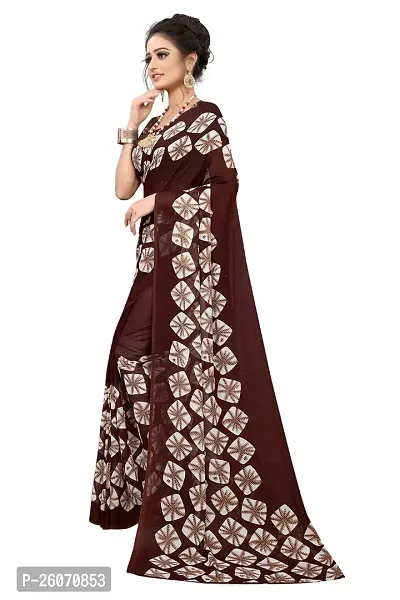 Elegant Brown Georgette Printed Saree with Blouse piece-thumb0