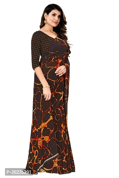 Elegant Black Georgette Saree with Blouse piece For Women-thumb0