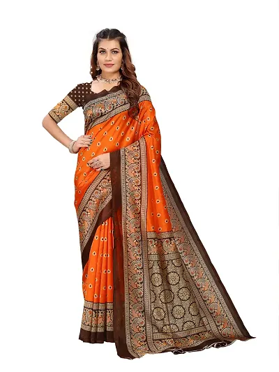 Women Stylish Art Silk Self Pattern Saree with Blouse piece