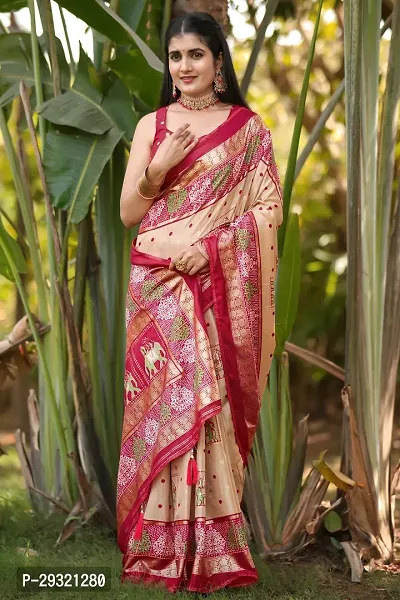 Stylish Beige Art Silk Saree With Blouse Piece For Women-thumb4