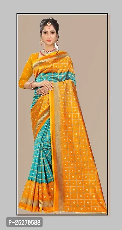 Elegant Yellow Art Silk Printed Saree with Blouse piece