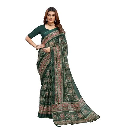 Net Printed Sarees With Blouse Piece