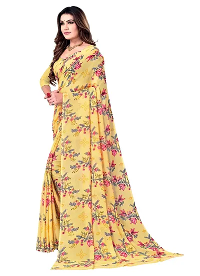 Trendy Georgette Printed Sarees With Blouse Piece