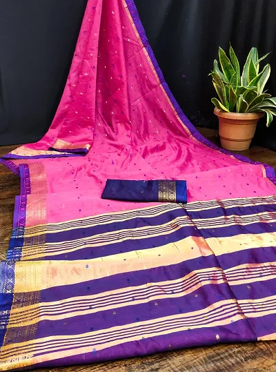 Cotton Woven Sarees With Blouse Piece