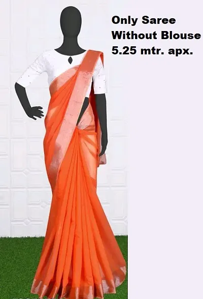 Women Stylish Chanderi Saree without Blouse piece