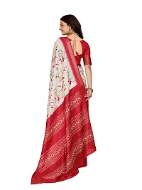 Beautiful Red Dola Silk Foil Print Women Saree with Blouse piece-thumb1