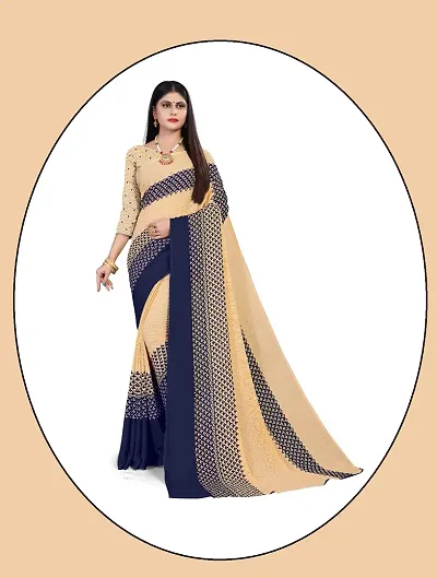 Elegant Georgette Printed Sarees with Blouse piece