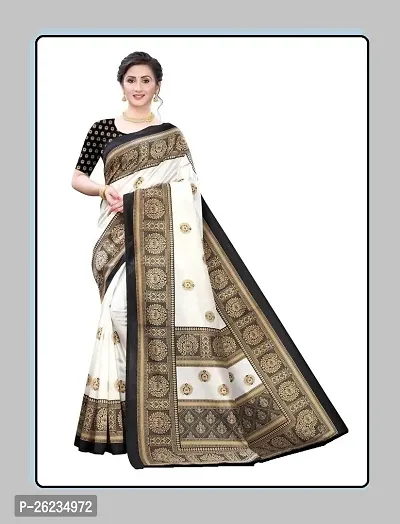 Elegant Black Art Silk Saree with Blouse piece For Women