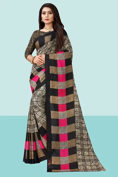 Elegant Multicoloured Georgette Printed Sarees with Blouse piece
