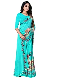 Stylish Georgette Blue Printed Saree with Blouse piece For Women-thumb3