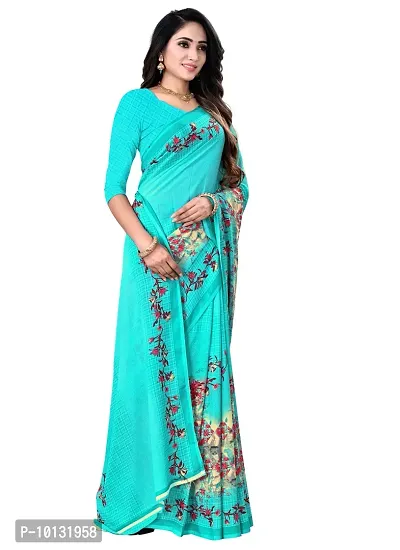 Stylish Georgette Blue Printed Saree with Blouse piece For Women-thumb4