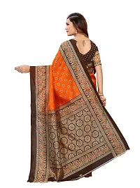 Beautiful Orange Art Silk Printed Women Saree with Blouse piece-thumb2