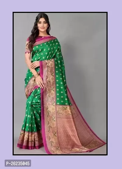 Elegant Green Art Silk Saree with Blouse piece For Women