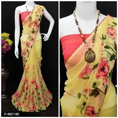 Fancy Georgette Saree with Blouse Piece for Women