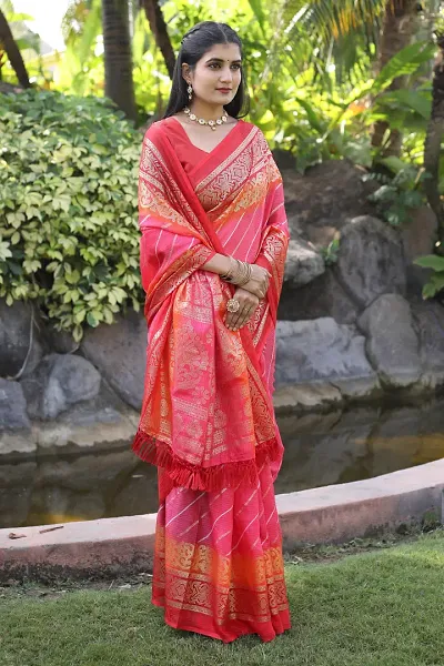 Stylish Kota Doria Saree With Blouse Piece For Women