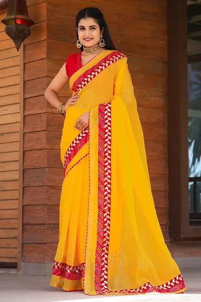 Stylish Kota Doria Saree With Blouse Piece For Women